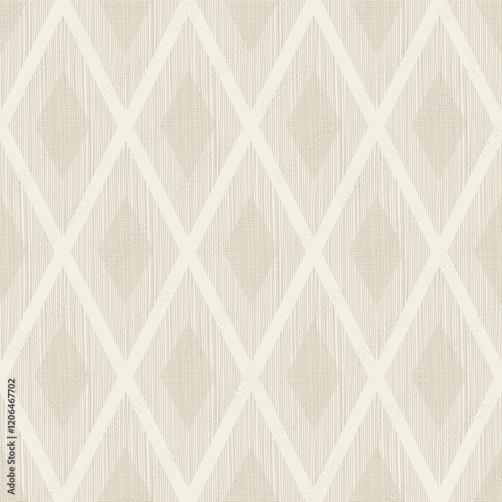 Fototapeta premium Pastel beige diamond seamless vector pattern background geometric textured for textile wallpaper