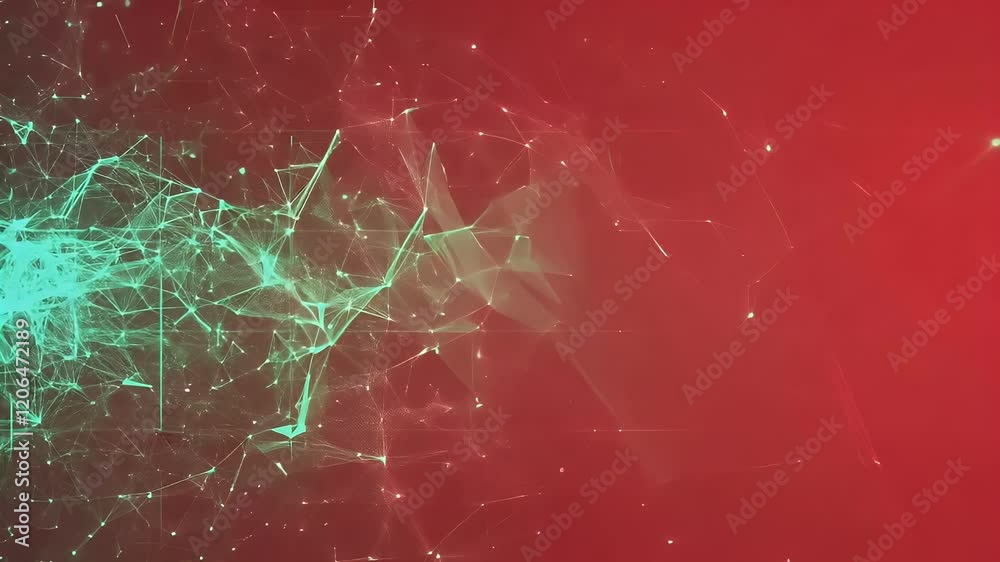 Visual abstraction of interconnected digital nodes and lines with vivid red and teal color contrasts, creating a futuristic atmosphere. Visual abstraction of interconnected digital nodes and lines with vivid red and teal color contrasts, creating a futuristic atmosphere.