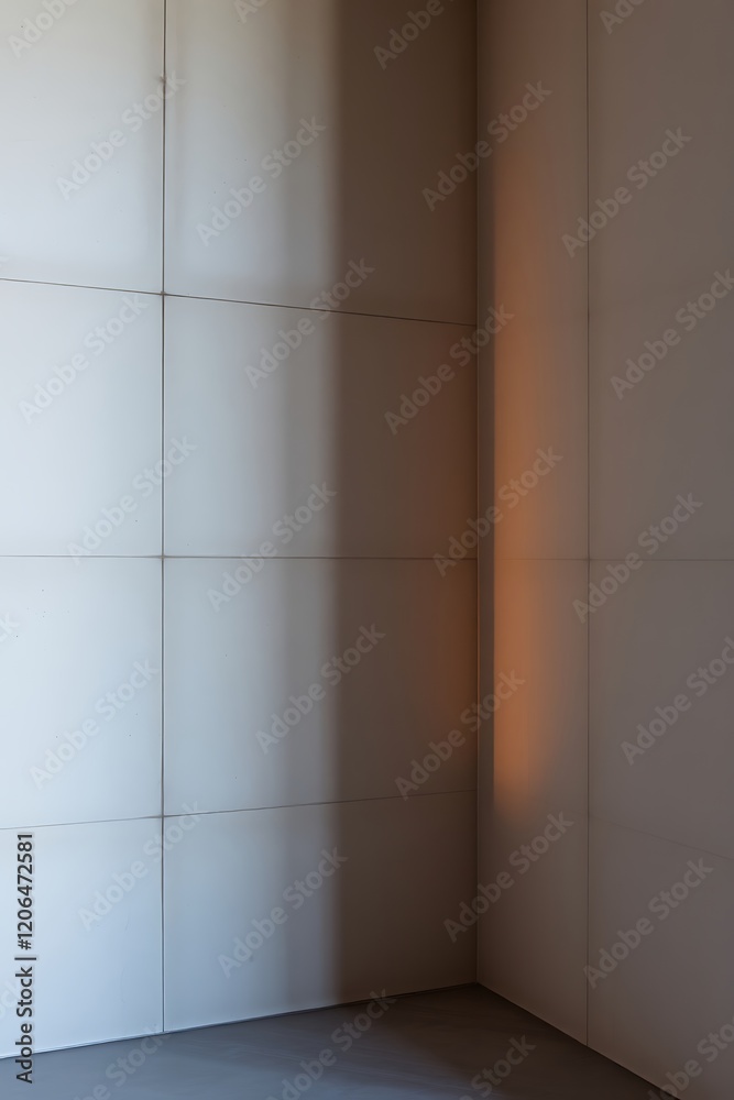 Light and shadow on white tiled wall corner. Light and shadow on white tiled wall corner.