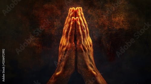 Golden Hands Clasped In Prayerful Position