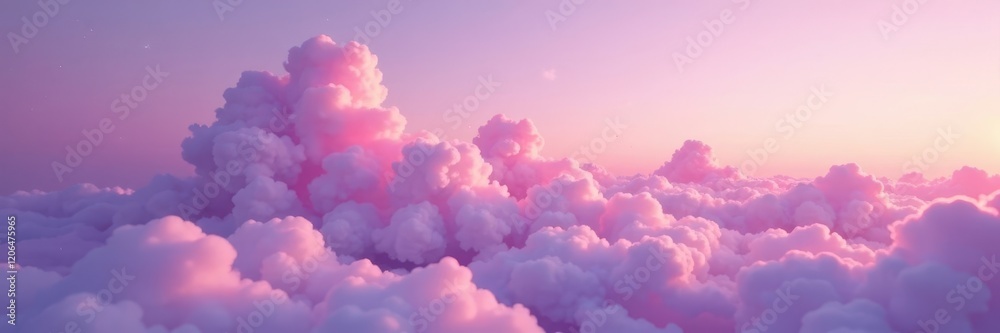Fototapeta premium Soft pink hues fade into gentle lavender at dusk, ethereal, clouds