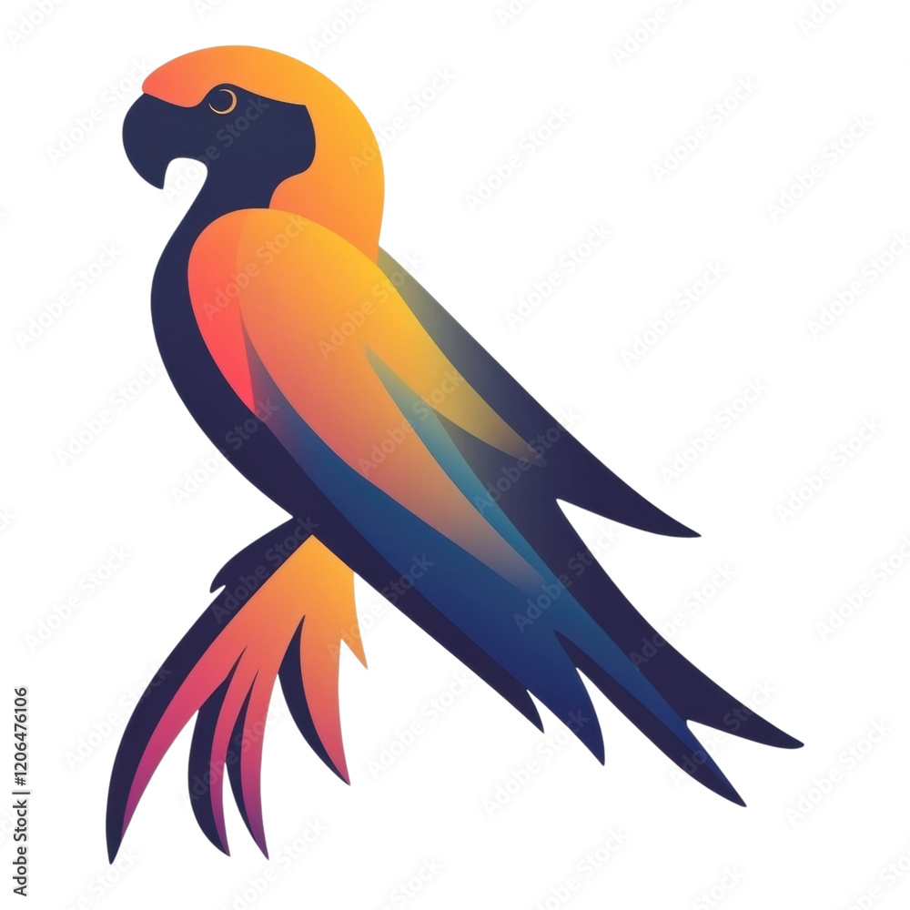 Obraz premium Vibrant Gradient Parrot Bird Illustration Tropical Bird Design Colorful Exotic Avian Artwork