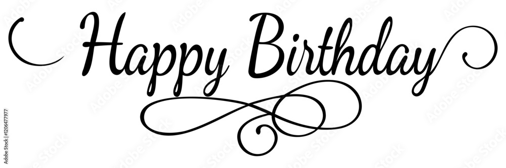 Happy birthday calligraphic text inscription effect wish Happy birthday calligraphic text inscription effect wish