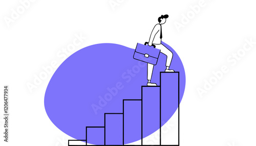Business concept of businessman climbing the steps of his career concept