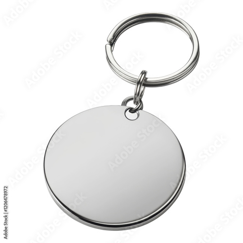 Blank Round Metal Keyring Keychain Circular Silver Keyring Tag Mockup Design