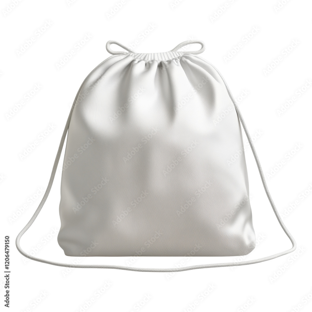 Blank White Drawstring Backpack Mockup Isolated on White Background Perfect for Branding and Design Blank White Drawstring Backpack Mockup Isolated on White Background Perfect for Branding and Design