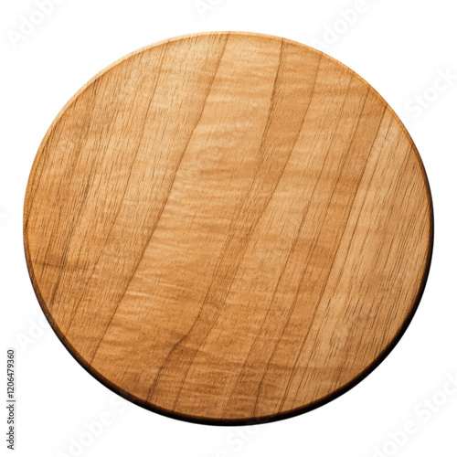 Round Wooden Board Natural Light Wood Texture Circular Wooden Coaster Empty Rustic Surface Top View