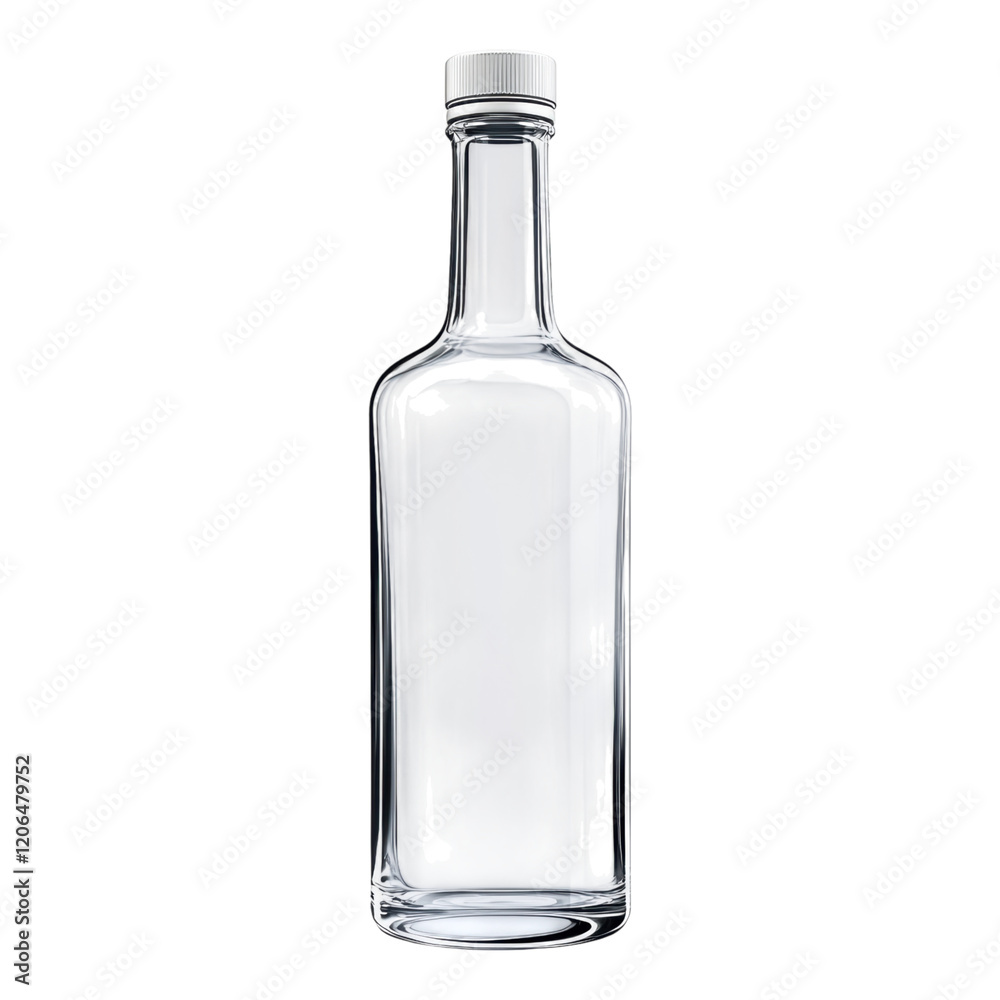 Clear Glass Bottle with White Cap Mockup for Liquor Oil or Beverage Packaging Design Clear Glass Bottle with White Cap Mockup for Liquor Oil or Beverage Packaging Design