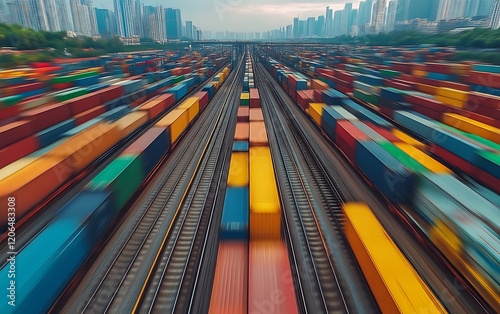 City Cargo Train Speed Motion Blur