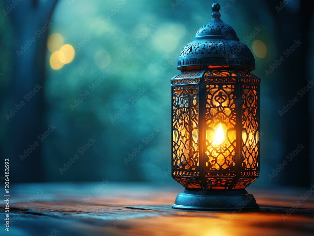 Ornate Lantern Illuminates Rustic Night Scene with Warm Glow Ornate Lantern Illuminates Rustic Night Scene with Warm Glow