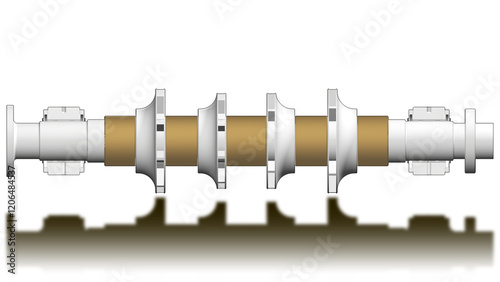 Fotografie Centrifugal compressor rotor turbomachinery illustration showing a back-to-back