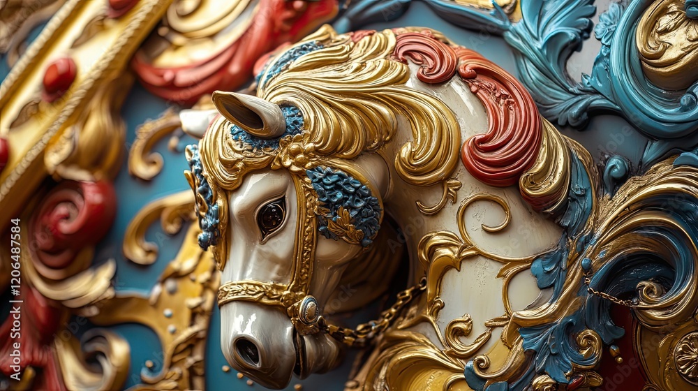 Ornate Carousel Horse Head Gilded Detailing Ornate Carousel Horse Head Gilded Detailing