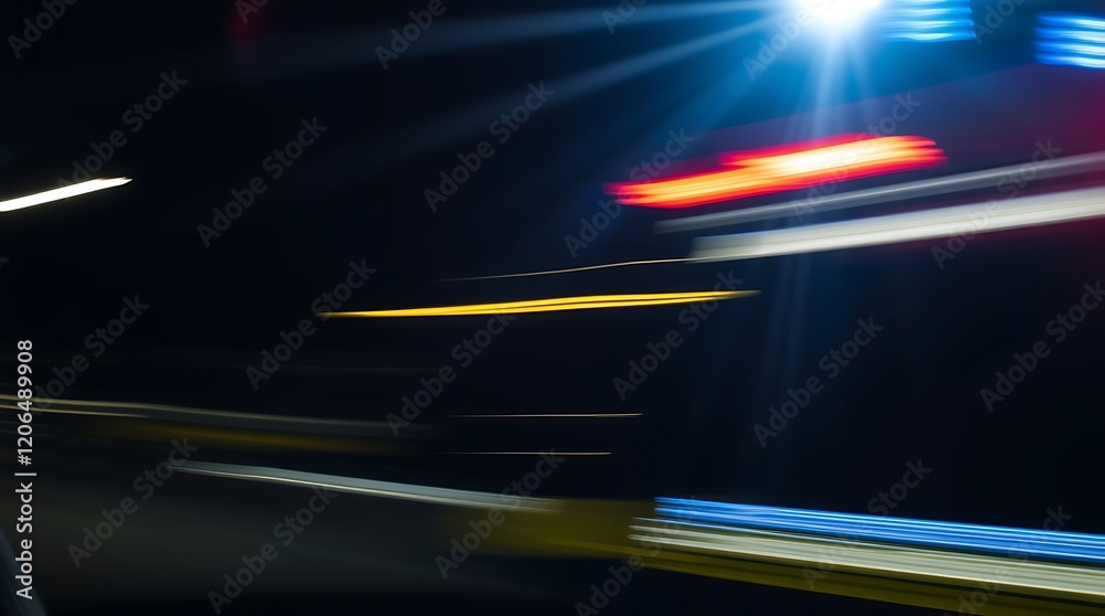 Blurry night scene of emergency vehicle lights. Blurry night scene of emergency vehicle lights.