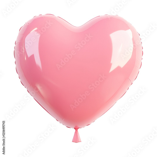 Heart-shaped pink balloon isolated on transparent background, love and celebration concept