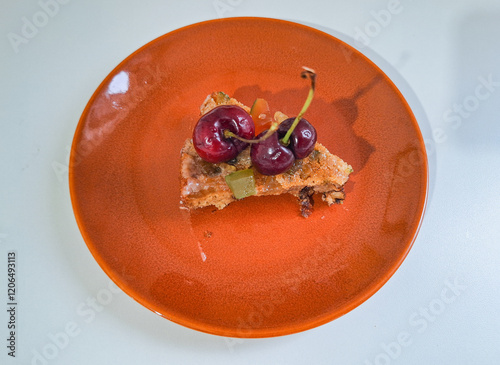 Cherry cake slice