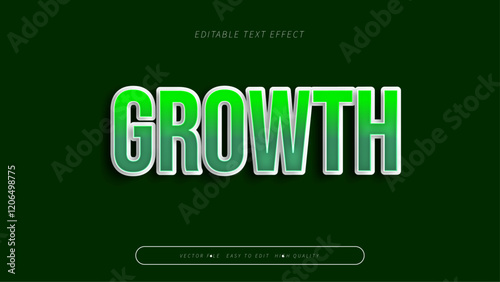 growth editable text effect with green white bold gradient style