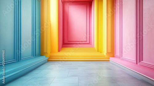 Wallpaper Mural Vibrant Rainbow Hallway: A Colorful Architectural Interior Torontodigital.ca