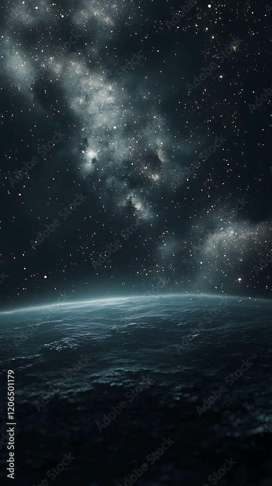 Fototapeta premium A serene view of Earth from space, showcasing the cosmos above.