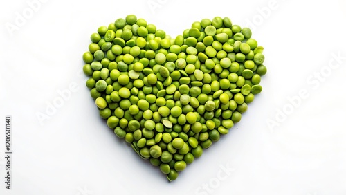 Heart Shaped Split Peas Healthy Eating Nutrition Food Photography White Background