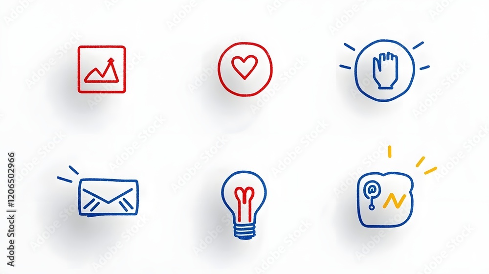 Collection of 6 simple and minimalist linear business marketing icons representing the concepts of agreement sponsorship and social media Collection of 6 simple and minimalist linear business marketing icons representing the concepts of agreement sponsorship and social media