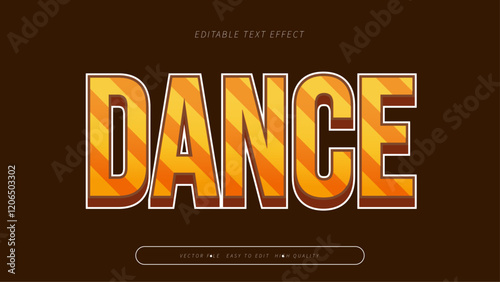 dance editable text effect with orange yellow and brown bold gradient style