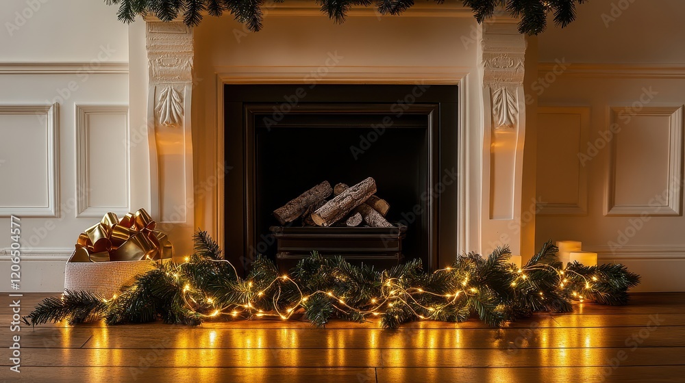 Artificial pine decor Concept. Artificial pine garland adorned with golden wire, perfect for festive decorations and holiday arrangements. Artificial pine decor Concept. Artificial pine garland adorned with golden wire, perfect for festive decorations and holiday arrangements.