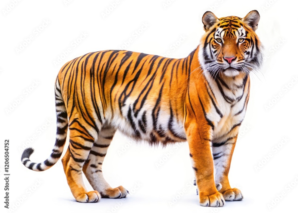 Obraz premium Majestic Bengal Tiger, Full Body, Side View, Long Exposure, AI Generated Image, Wildlife Photography, HD