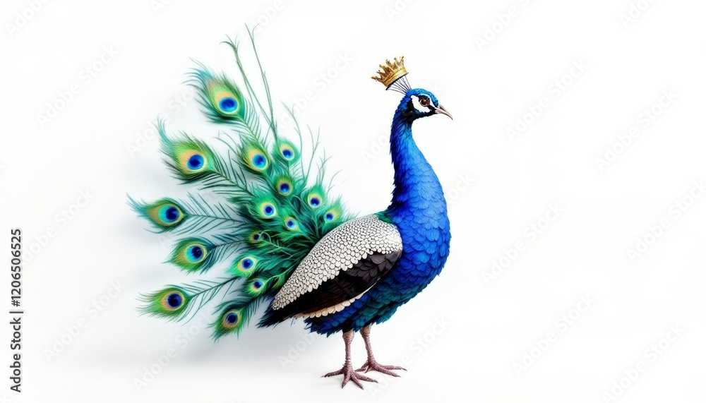 Fototapeta premium Majestic Peacock with Crown Stunning Bird Image