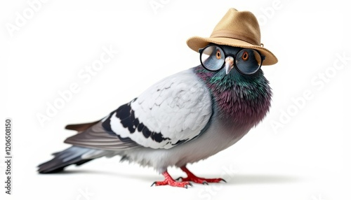 Stylish Pigeon in Hat and Glasses Bird Photography