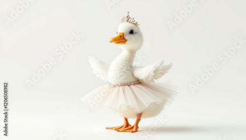 Adorable Duckling in Tutu and Crown Perfect for Cute Baby Animal Photos