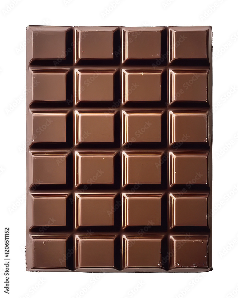 Square milk chocolate bar with shiny surface, gourmet dessert concept Square milk chocolate bar with shiny surface, gourmet dessert concept