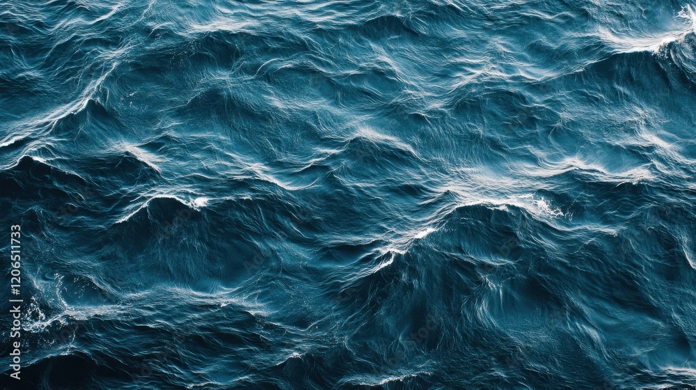 Fototapeta premium Deep blue ocean waves texture, perfect for backgrounds. Use for travel, nature, or ocean-themed designs.