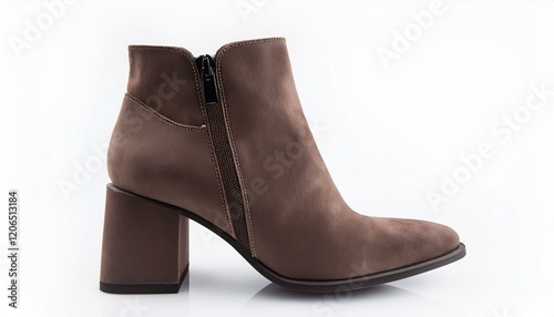 Stylish brown ankle boots with a block heel.