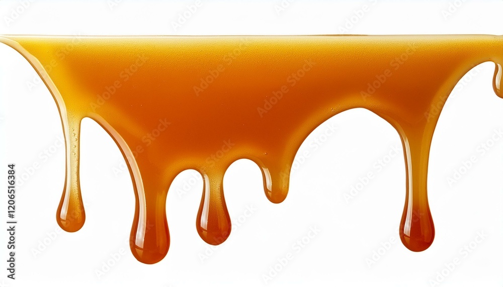 Golden caramel flows, dripping deliciousness. Golden caramel flows, dripping deliciousness.