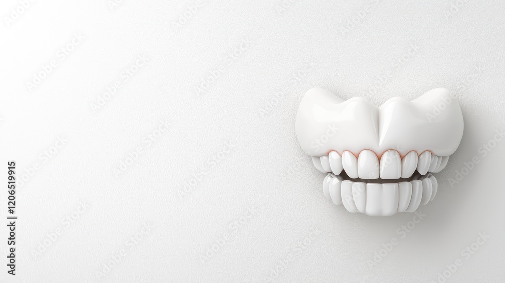 Fototapeta premium A stylized set of white teeth displayed against a plain background.