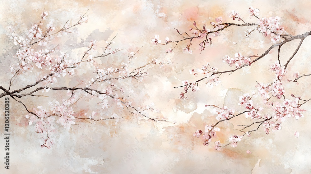 An elegant watercolor painting of sakura blossom An elegant watercolor painting of sakura blossom