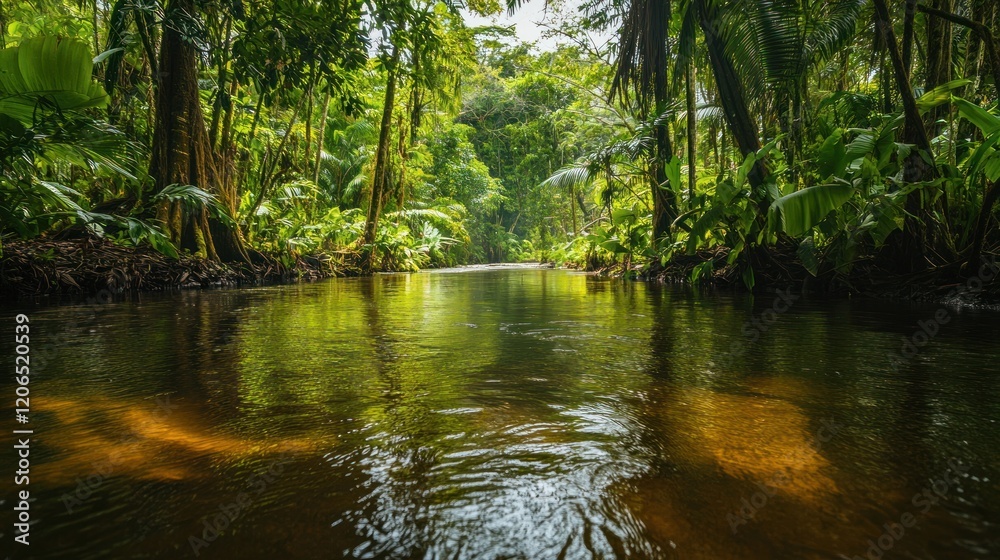 Serene Rainforest River: A Tranquil Escape into Lush Greenery