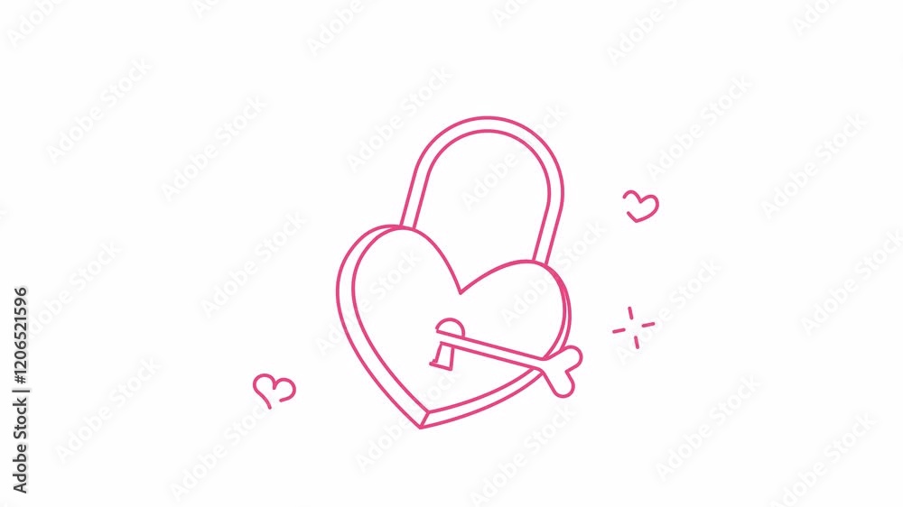 love padlock valentine icon animation motion graphic design