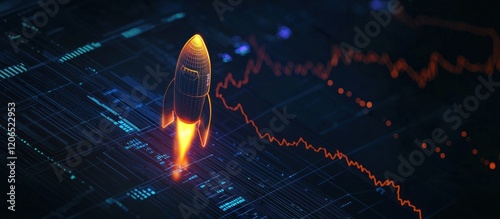  digital stock market chart, with dynamic data points and a futuristic dark theme.