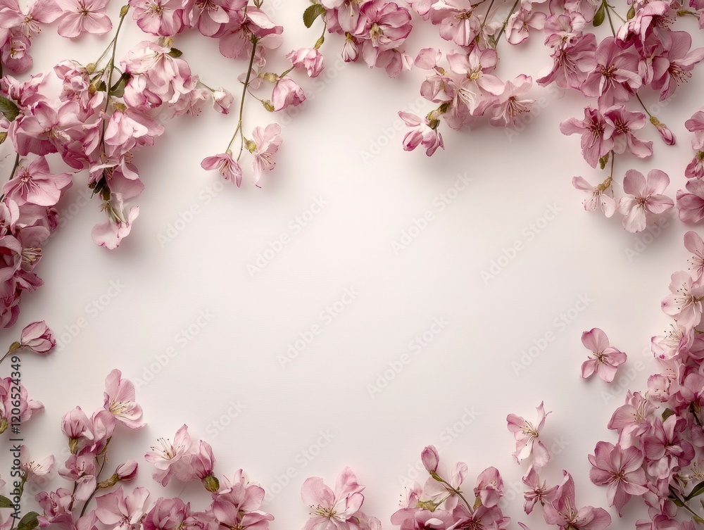 Floral border design elegant frame nature inspired minimalist background pink flower flora concept