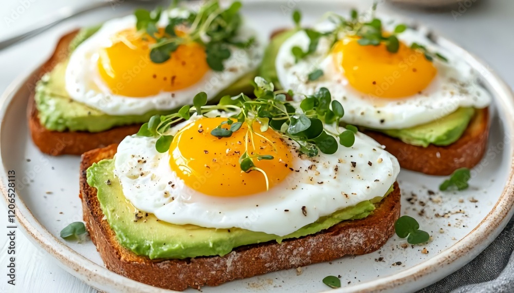 Delicious Avocado Toast with Poached Eggs and Greens Delicious Avocado Toast with Poached Eggs and Greens