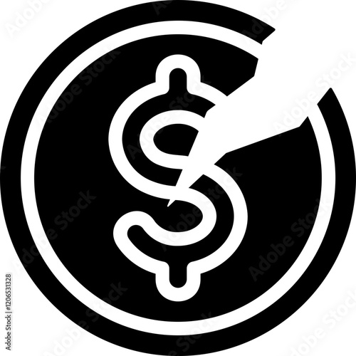 Broke Coin Glyph Icon