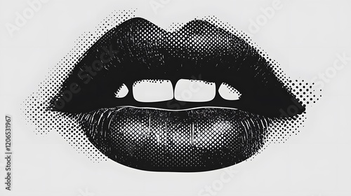 A Halftone Image Of Black Lips Slightly Open