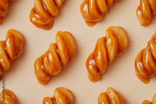 Close-Up of Koeksisters, South African Twisted Doughnuts Dipped in Syrup

