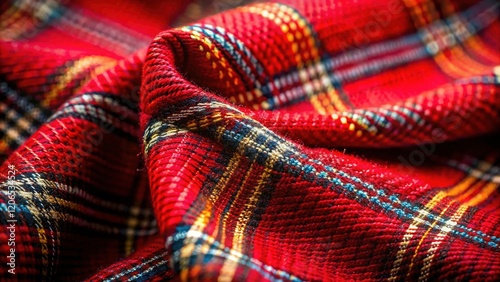 Macro Red Plaid Fabric Texture, Close Up Woven Textile, Detailed Red Checkered Pattern Photography