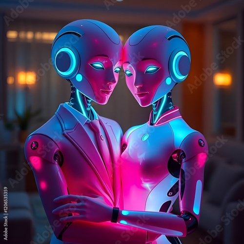 robot couple and robot love photo