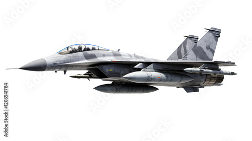 High speed military jet fighter plane isolated on a transparent background