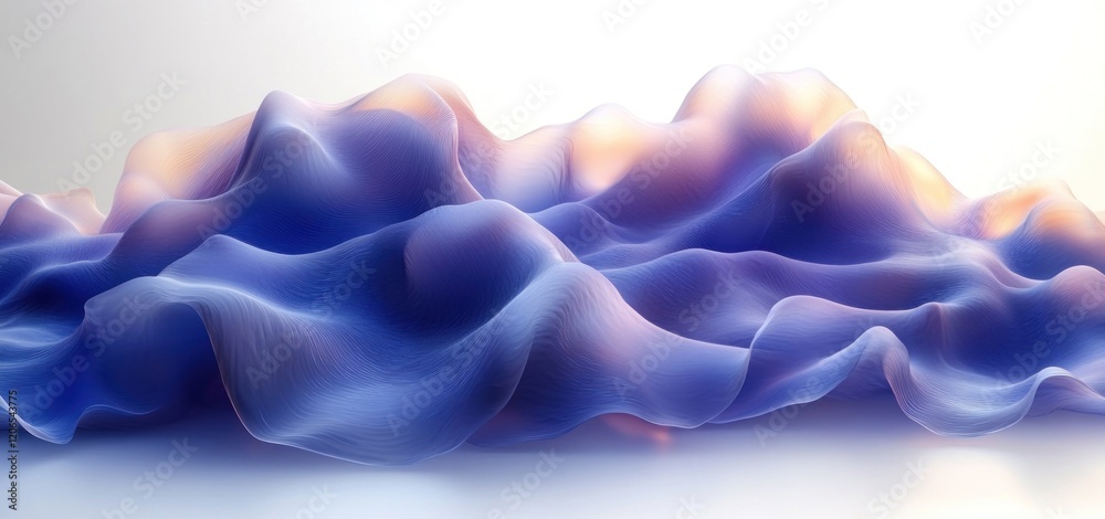 Obraz premium Abstract Blue Waves: A Serene Digital Landscape