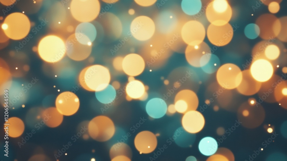 Obraz premium Colorful bokeh lights in shades of blue and orange shimmer softly, enhancing the atmosphere during nighttime celebrations