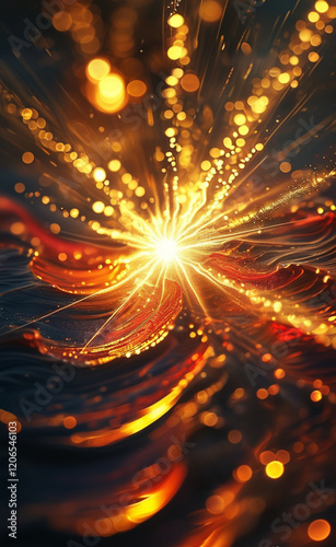 a bright light burst in the dark blue sky